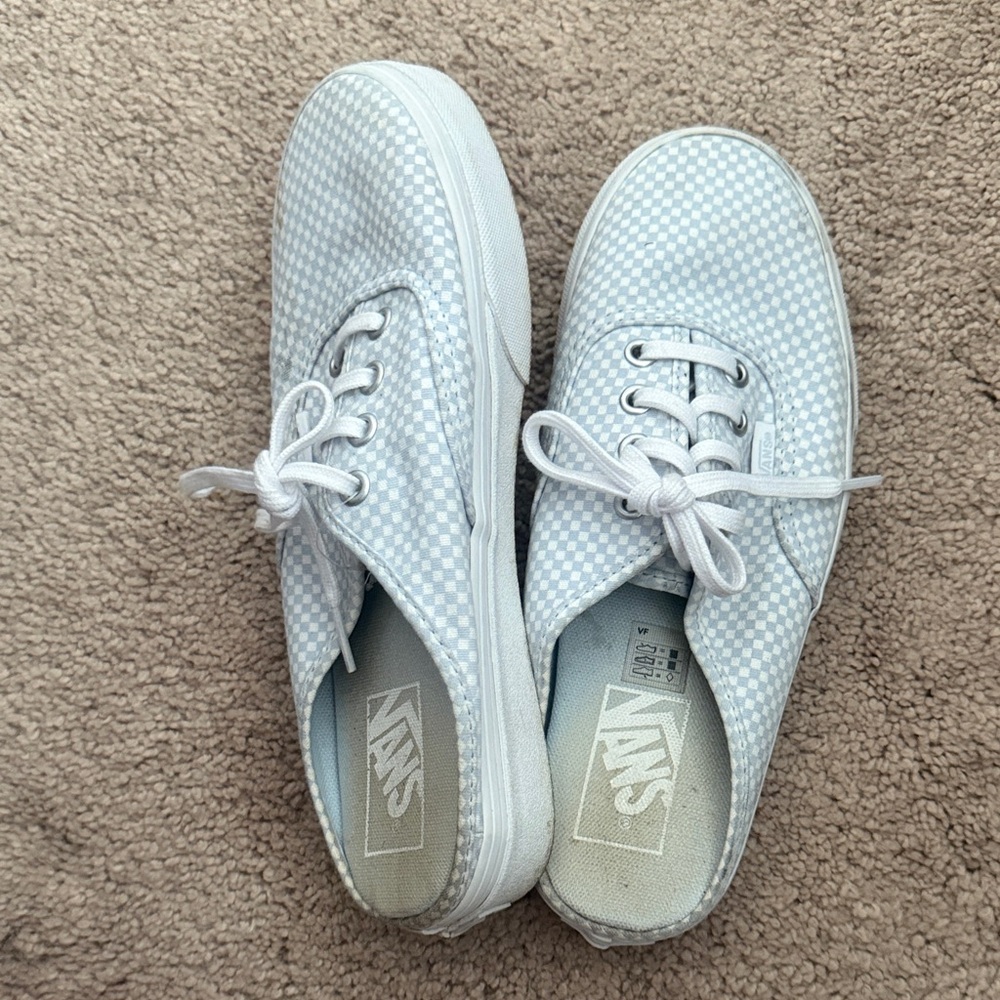 Vans Light Blue Checkered Lace-Up Shoes